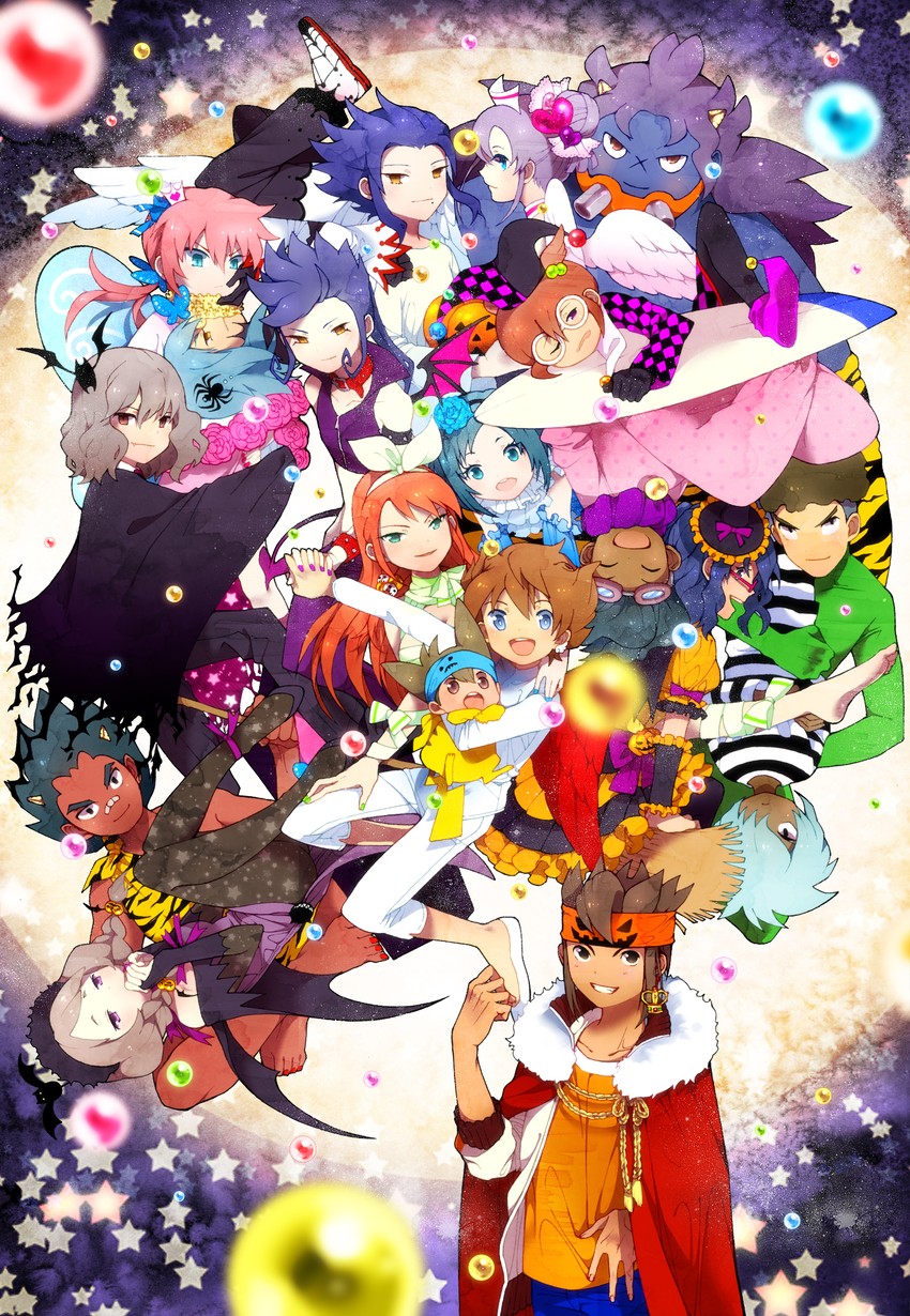 pikachu, kirino ranmaru, shindou takuto, kariya masaki, matsukaze tenma, and 15 more (pokemon and 2 more) drawn by hakusai_(tiahszld)