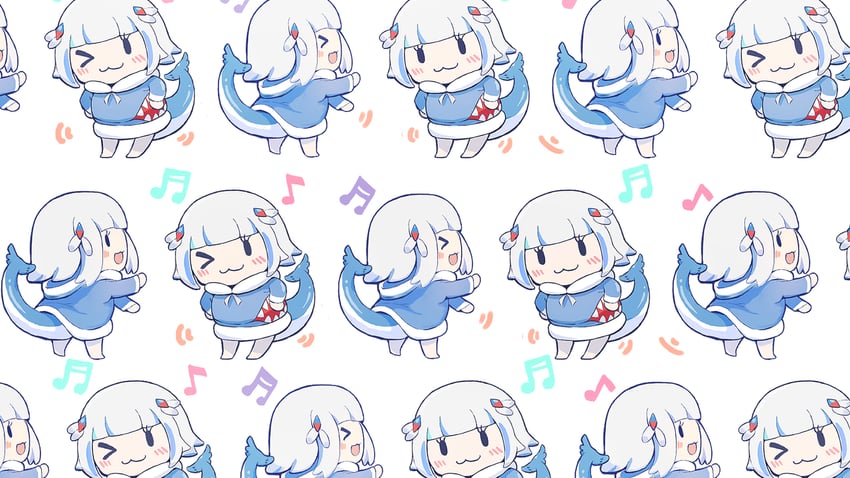 gawr gura and smol gura (hololive and 1 more) drawn by hosizora