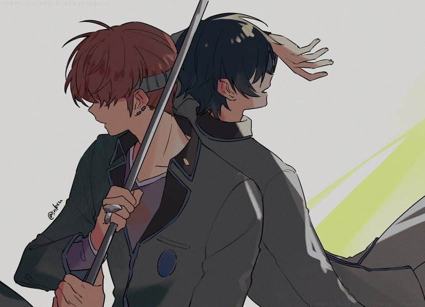 toudou naoya and uesugi hidehiko (persona and 1 more) drawn by konbanha06