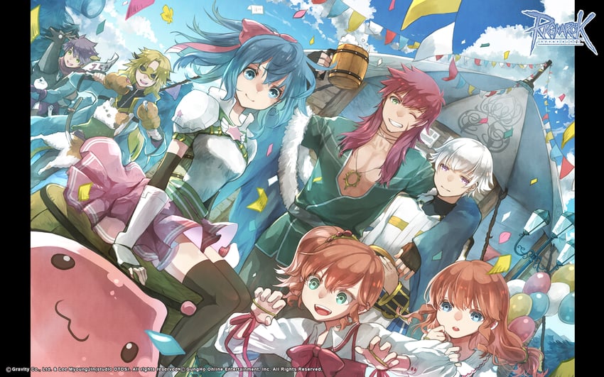 poring, spica parfait, sabiku, aruna, airi, and 3 more (ragnarok online) drawn by lala_(sputnik)
