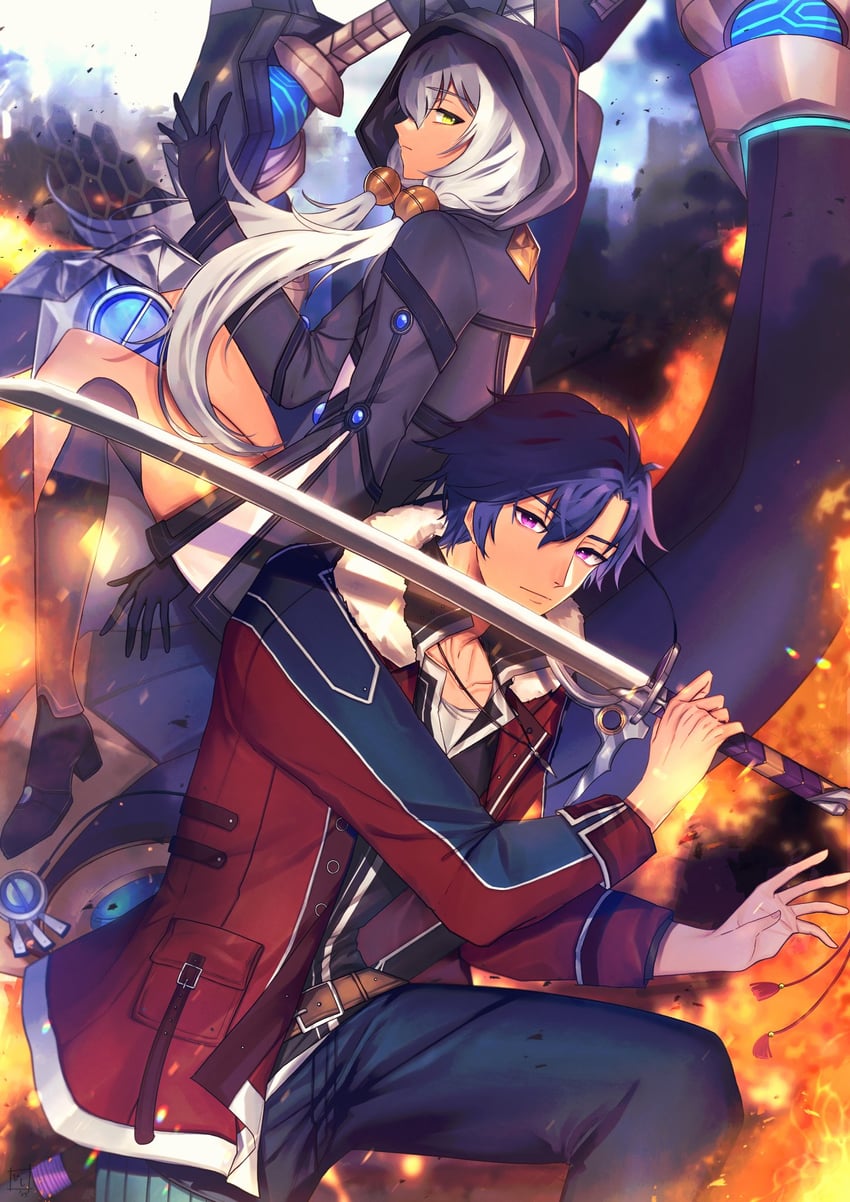 rean schwarzer, altina orion, and claiomh solais (eiyuu densetsu and 2 more) drawn by hishimotsuki