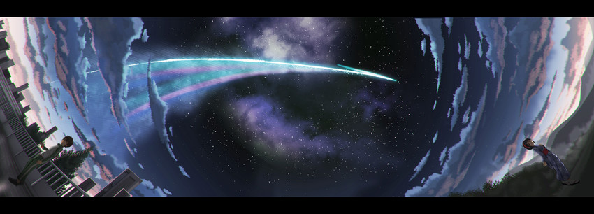 miyamizu mitsuha and tachibana taki (kimi no na wa.) drawn by shoukin500