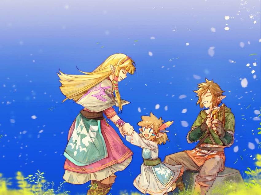 link and princess zelda (the legend of zelda and 1 more) drawn by yangwithlemontea