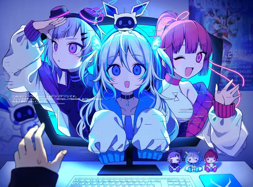 neneruneru, yanami rain, and kanou hikari (denonbu) drawn by sai_(psy_0)