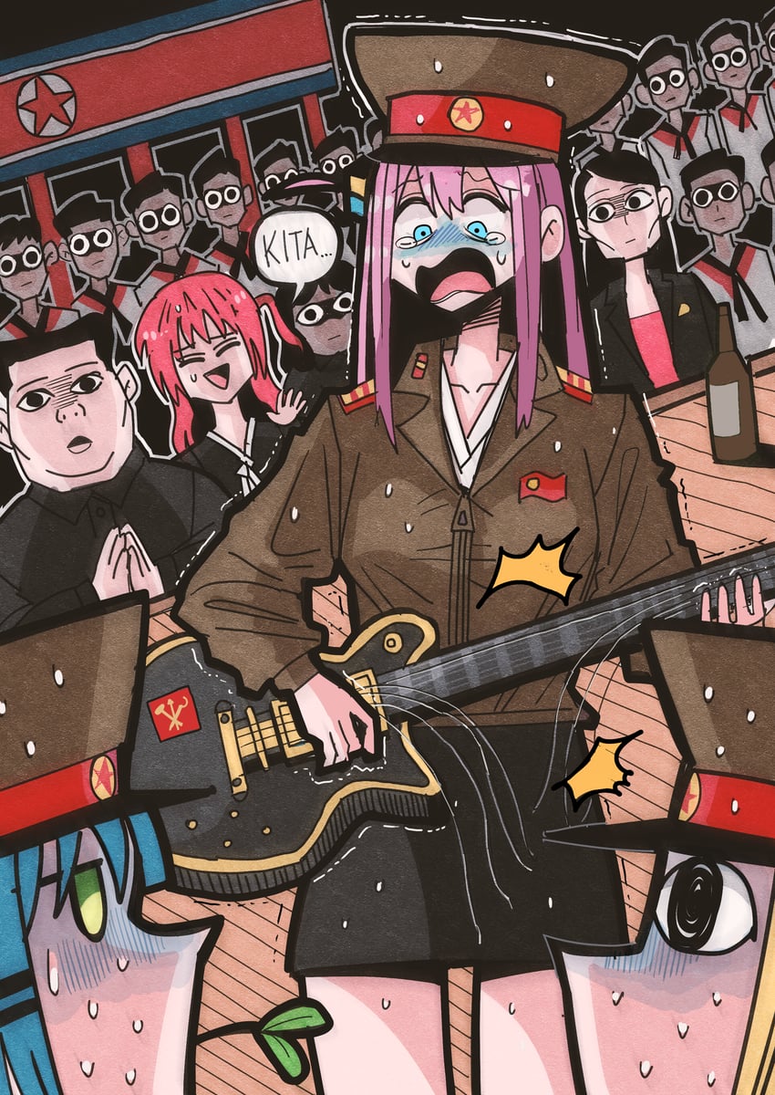 gotoh hitori, kita ikuyo, ijichi nijika, yamada ryo, kim yo-jong, and 1 more (bocchi the rock! and 1 more) drawn by hansoom_(latebirdwakeup)