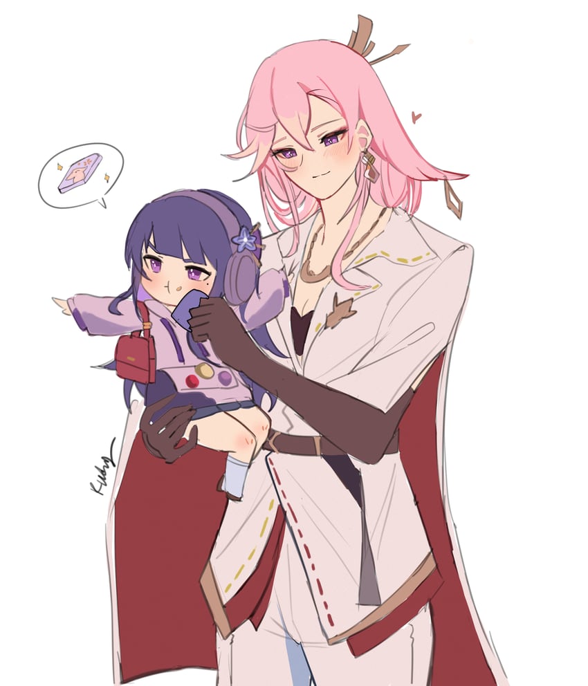raiden shogun and yae miko (genshin impact) drawn by rudang