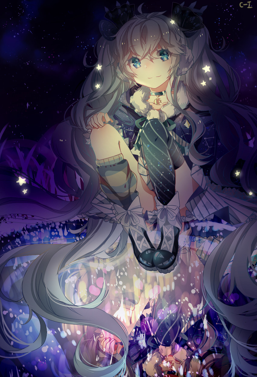 hatsune miku and fuyu no yoru miku (vocaloid) drawn by c-i