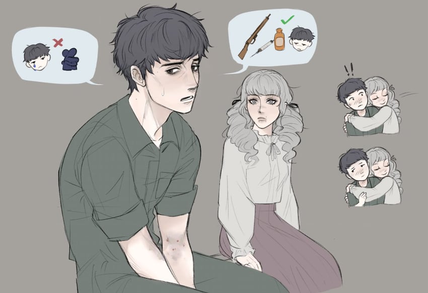 marina and levi (fear & hunger and 1 more) drawn by pancakelung
