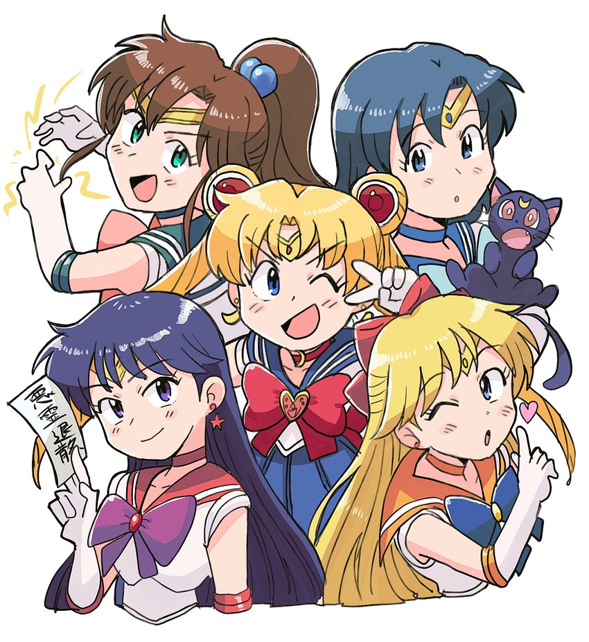 tsukino usagi, sailor moon, mizuno ami, aino minako, hino rei, and 6 more (bishoujo senshi sailor moon) drawn by tsubobot