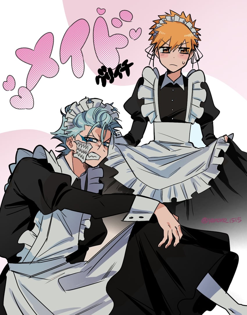 kurosaki ichigo and grimmjow jaegerjaquez (bleach) drawn by yanono_015