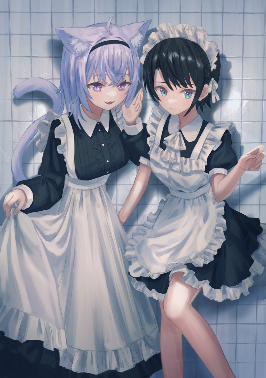 nekomata okayu and oozora subaru (hololive) drawn by yorishiem