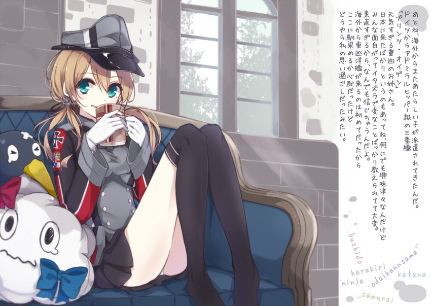 prinz eugen, failure penguin, and miss cloud (kantai collection) drawn by berukko