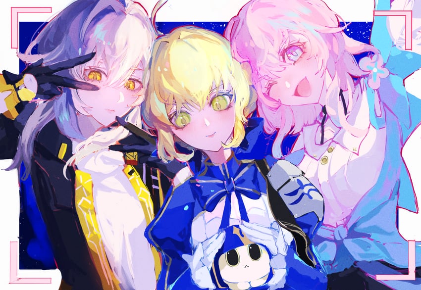 artoria pendragon, saber, trailblazer, stelle, and march 7th (fate and 4 more) drawn by mashi_(pixiv_zcjd2538)
