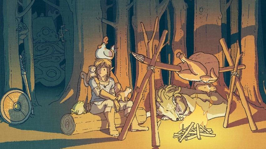 link, wolf link, cucco, and guardian (the legend of zelda and 2 more)