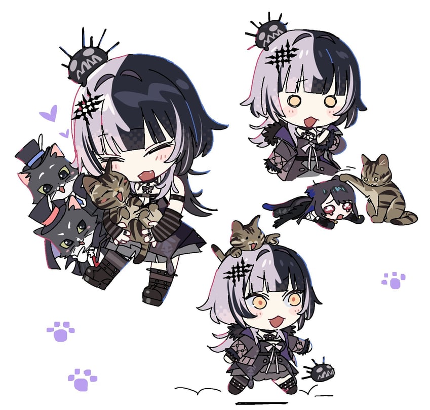shiori novella, nerissa ravencroft, yorick, and nyakuza (hololive and 1 more) drawn by yomosaka