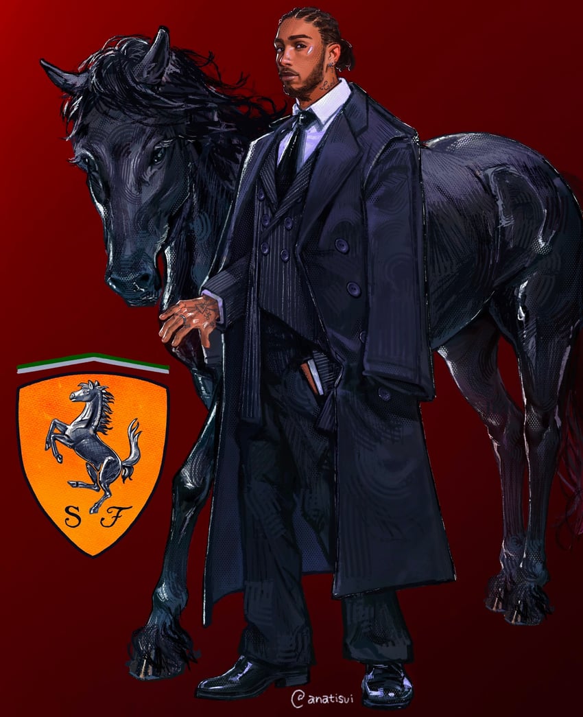 lewis hamilton (real life and 1 more) drawn by rye_(anatisui)