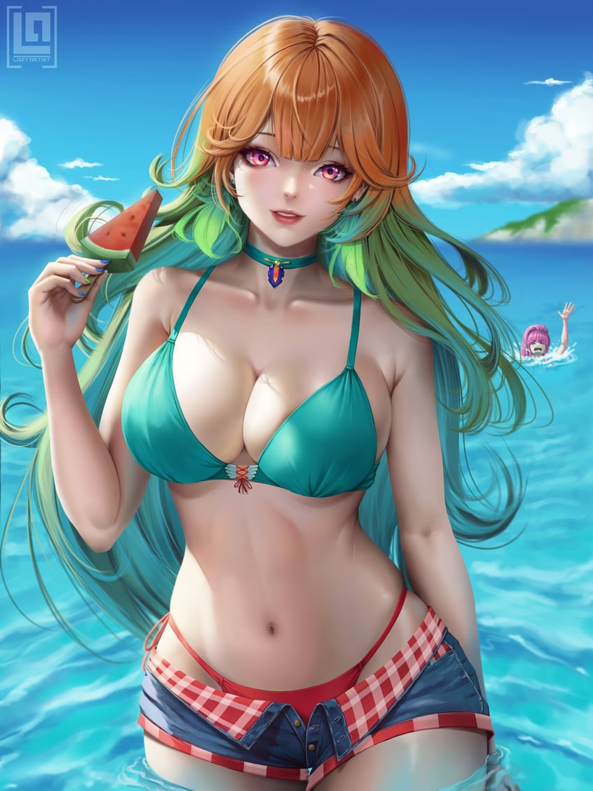 mori calliope and takanashi kiara (hololive and 1 more) drawn by lazyartist_(lazyartistph)
