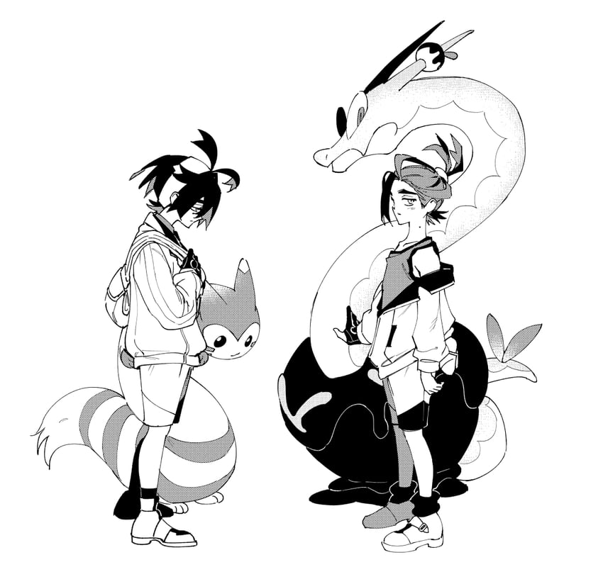 kieran, furret, and hydrapple (pokemon and 1 more) drawn by ssamesum