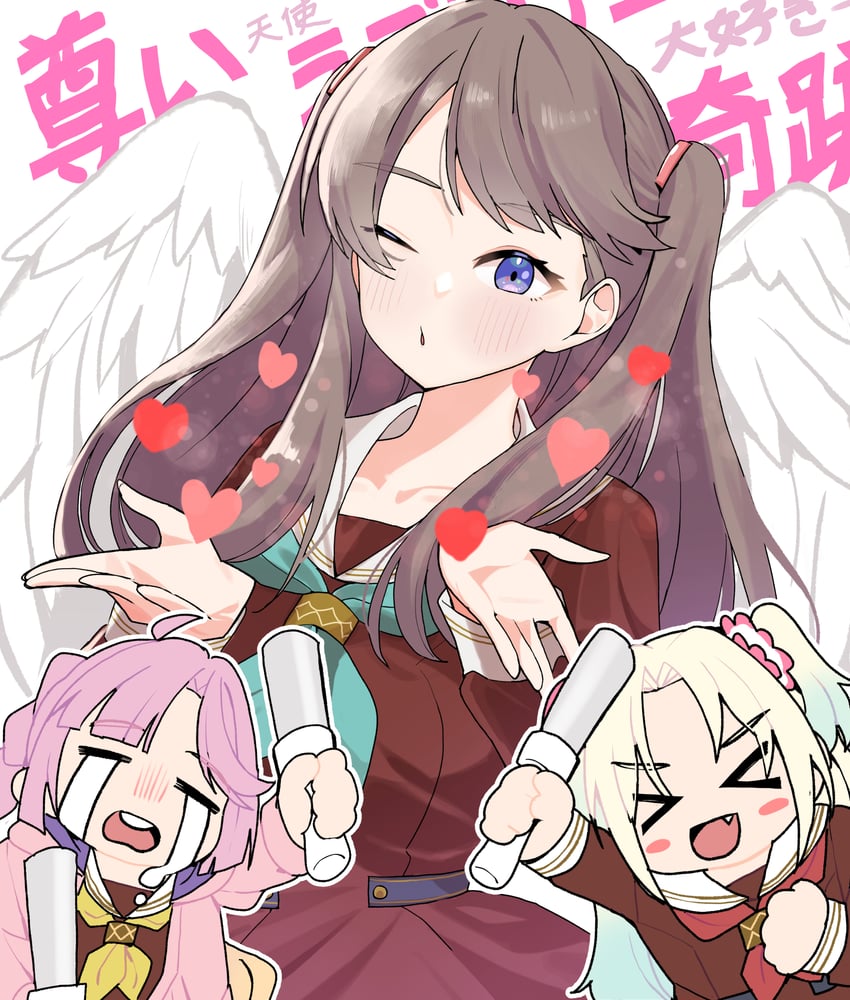 fujishima megumi, osawa rurino, and anyoji hime (love live! and 1 more) drawn by goldluck
