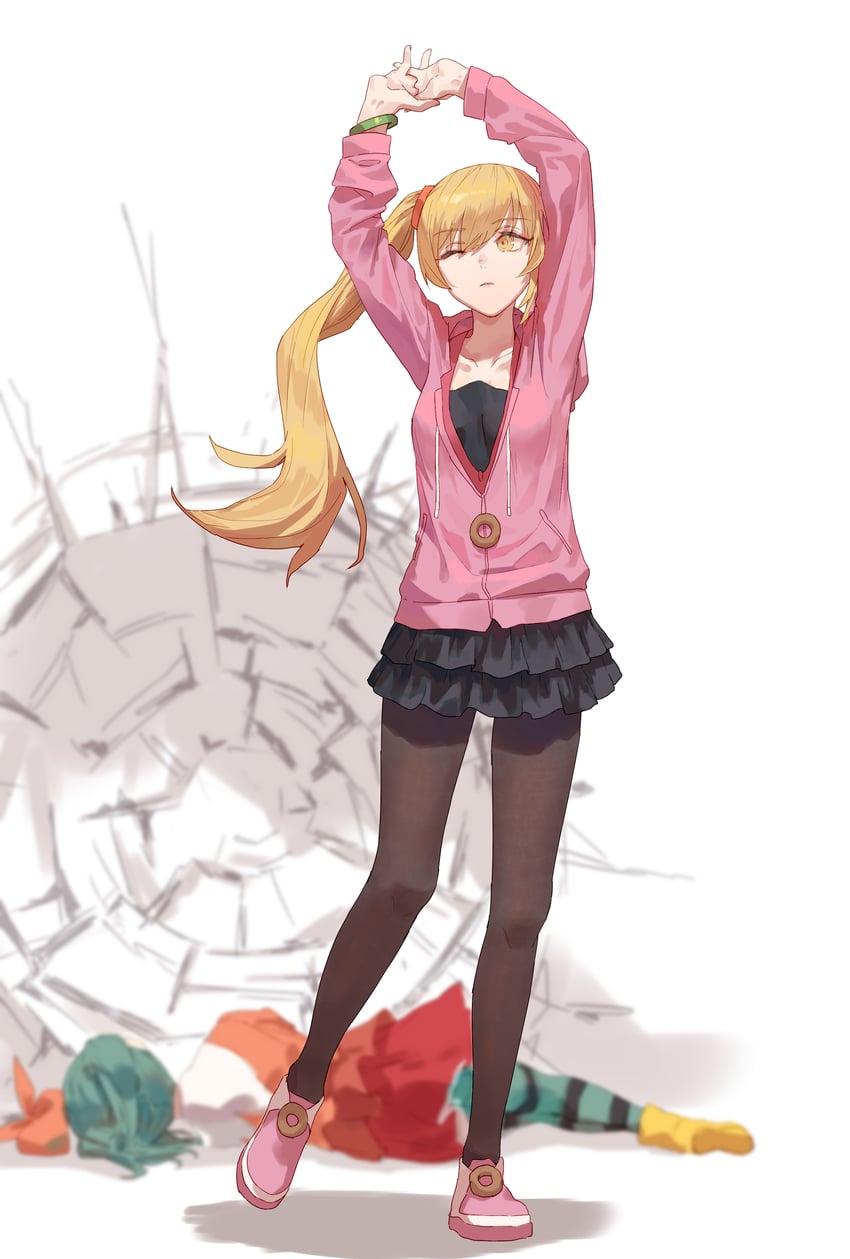 oshino shinobu and ononoki yotsugi (monogatari and 1 more) drawn by tesin_(7aehyun)
