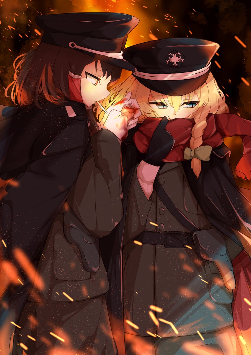 hakurei reimu and kirisame marisa (touhou and 2 more) drawn by seele_(chanseele0128)