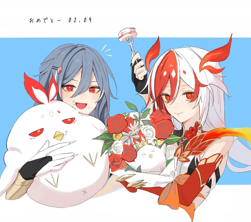 fu hua, herrscher of sentience, and jingwei (honkai and 1 more) drawn by sho_2nini