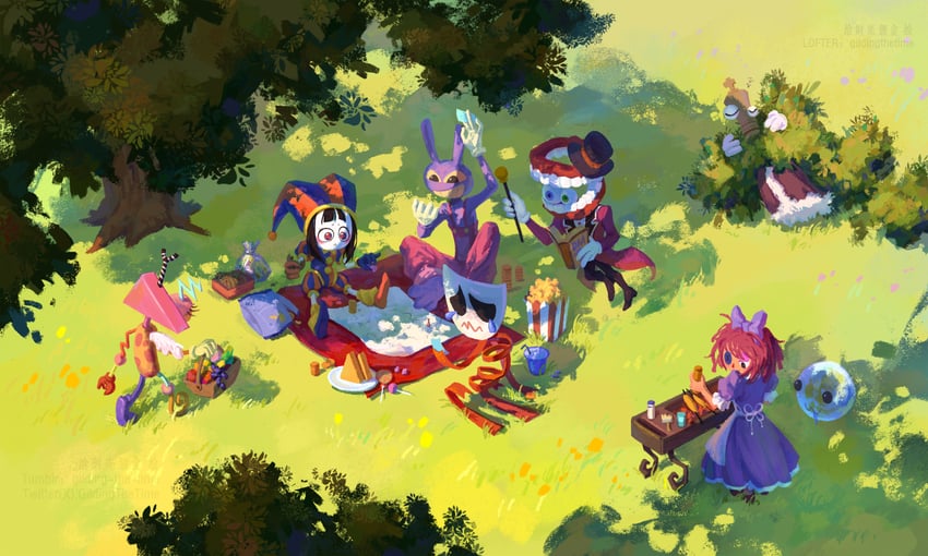 pomni, jax, ragatha, caine, gangle, and 3 more (the amazing digital circus) drawn by gilding-the-time