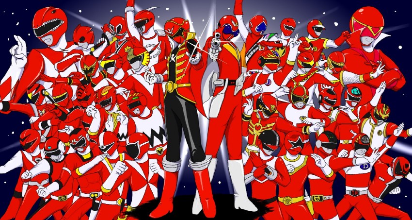tyranno ranger, gokai red, shinken red, magired, aka ranger, and 31 more (super sentai and 35 more) drawn by helios_(divisar)