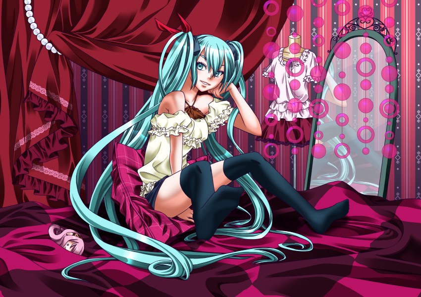 hatsune miku, megurine luka, and takoluka (vocaloid and 1 more) drawn by showko