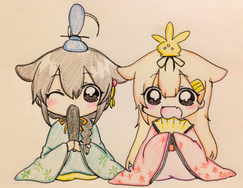 shigure, yuudachi, shigure kai ni, and yuudachi kai ni (kantai collection) drawn by jako_(jakoo21)