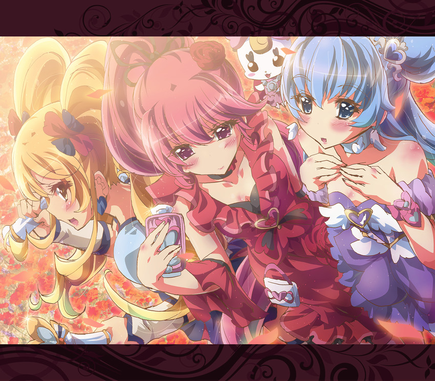 shirayuki hime, aino megumi, oomori yuuko, cure lovely, cure princess, and 2 more (precure and 1 more) drawn by inoshishi_(ikatomo)
