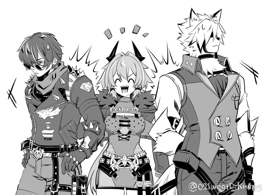 von lycaon, caesar king, and lighter (zenless zone zero) drawn by 021wegtdjkruhwg