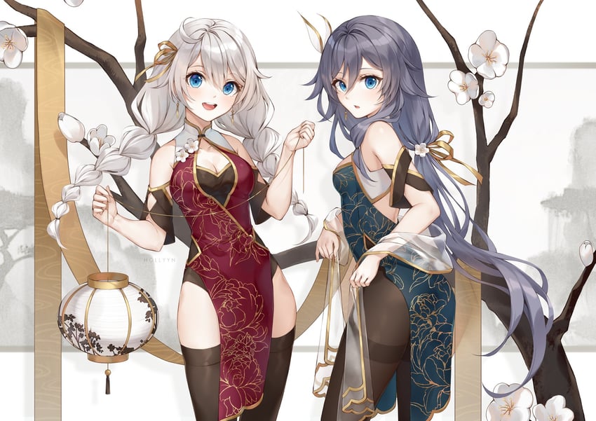kiana kaslana and fu hua (honkai and 1 more) drawn by hollyyn