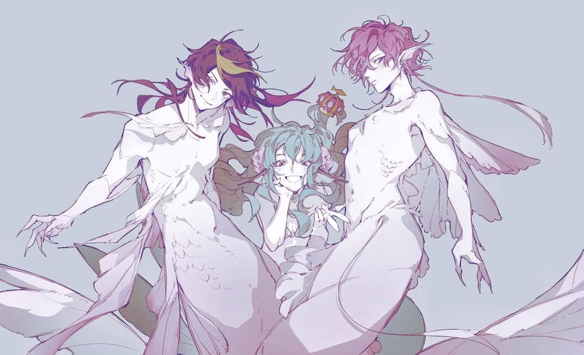 finana ryugu, shu yamino, and uki violeta (nijisanji and 1 more) drawn by jtei