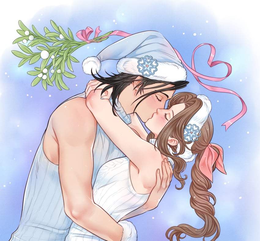 aerith gainsborough and zack fair (final fantasy and 3 more) drawn by crylin6