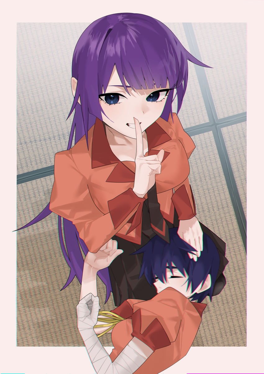 senjougahara hitagi and kanbaru suruga (monogatari and 1 more) drawn by arril100