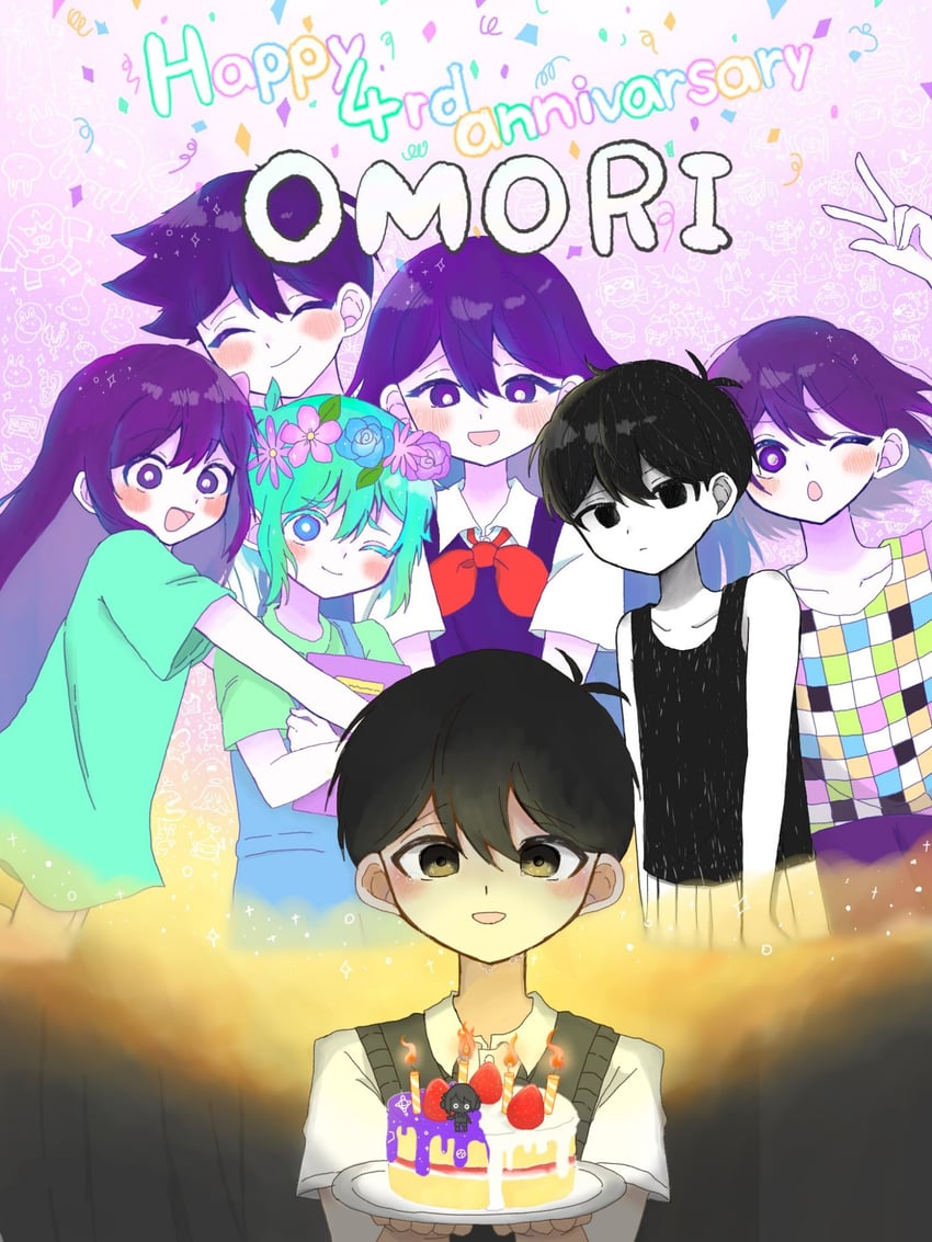 sunny, omori, basil, aubrey, mari, and 3 more (omori) drawn by yuuabara