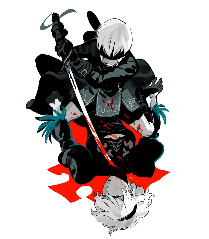 2b and 9s (nier and 1 more) drawn by j.r._doyle