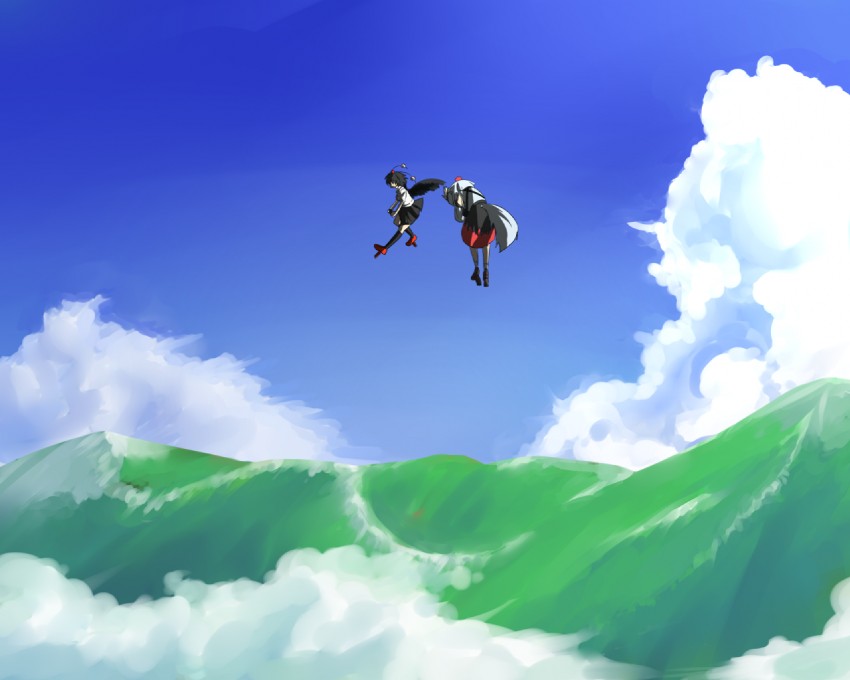 shameimaru aya and inubashiri momiji (touhou) drawn by omaehadareda-uso