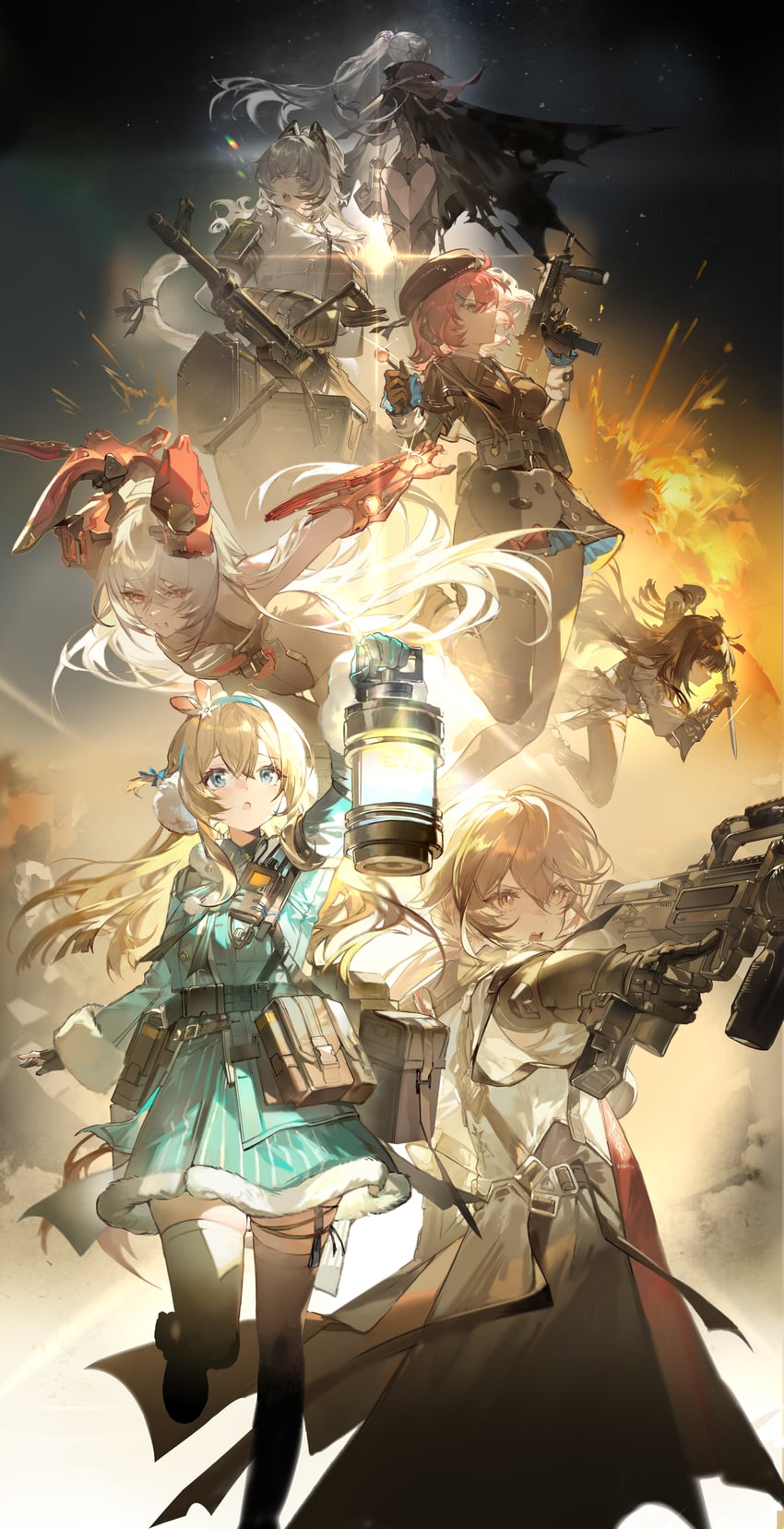 suomi, ots-14, mp7, groza, krolik, and 5 more (girls' frontline and 1 more) drawn by dalanxia