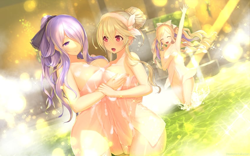 female corrin, camilla, and elise (fire emblem and 2 more) drawn by kashiwamochi_yomogi
