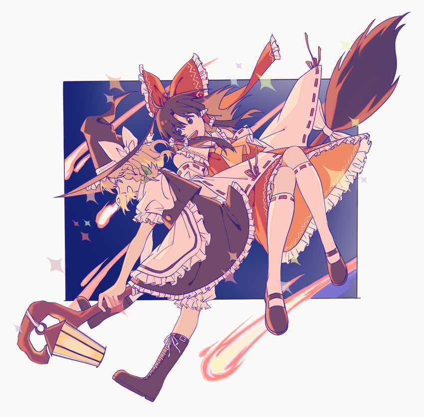 hakurei reimu and kirisame marisa (touhou) drawn by miko_(15476997)