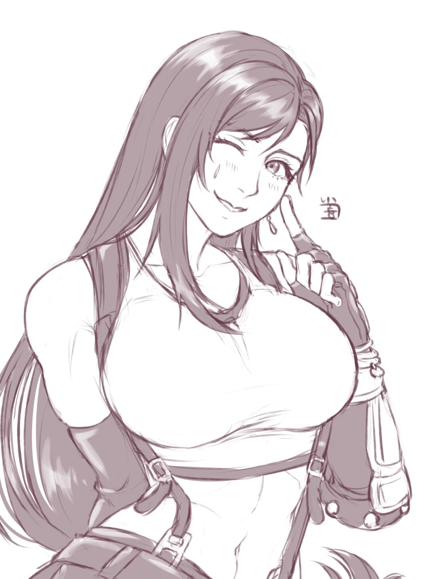 tifa lockhart (final fantasy and 3 more) drawn by aterumichino