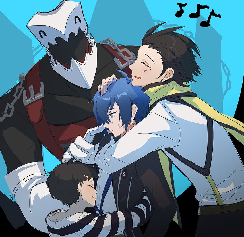 yuuki makoto, mochizuki ryouji, thanatos, and pharos (persona and 1 more) drawn by kaede1231
