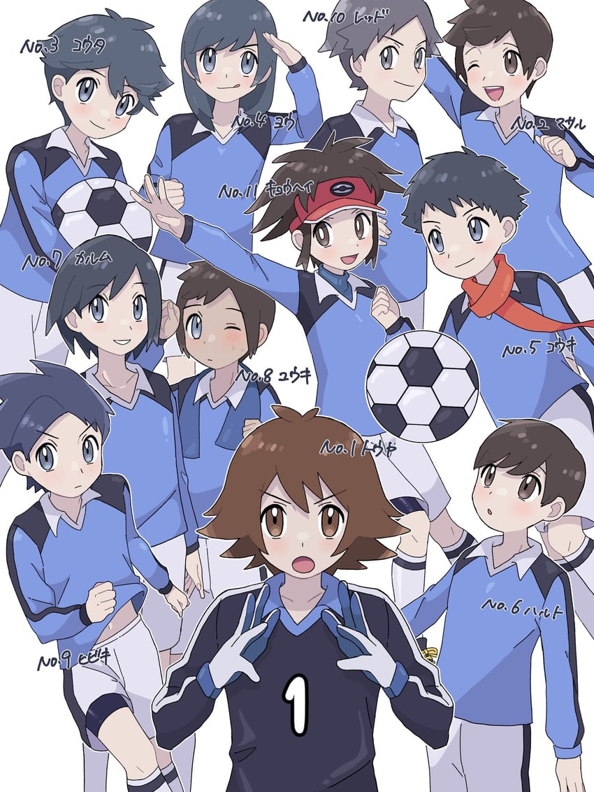 red, ethan, hilbert, brendan, florian, and 5 more (pokemon and 11 more) drawn by sana_(37pisana)