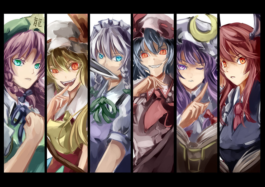 remilia scarlet, flandre scarlet, izayoi sakuya, patchouli knowledge, hong meiling, and 1 more (touhou) drawn by uutan_(shibainu_kakumei)
