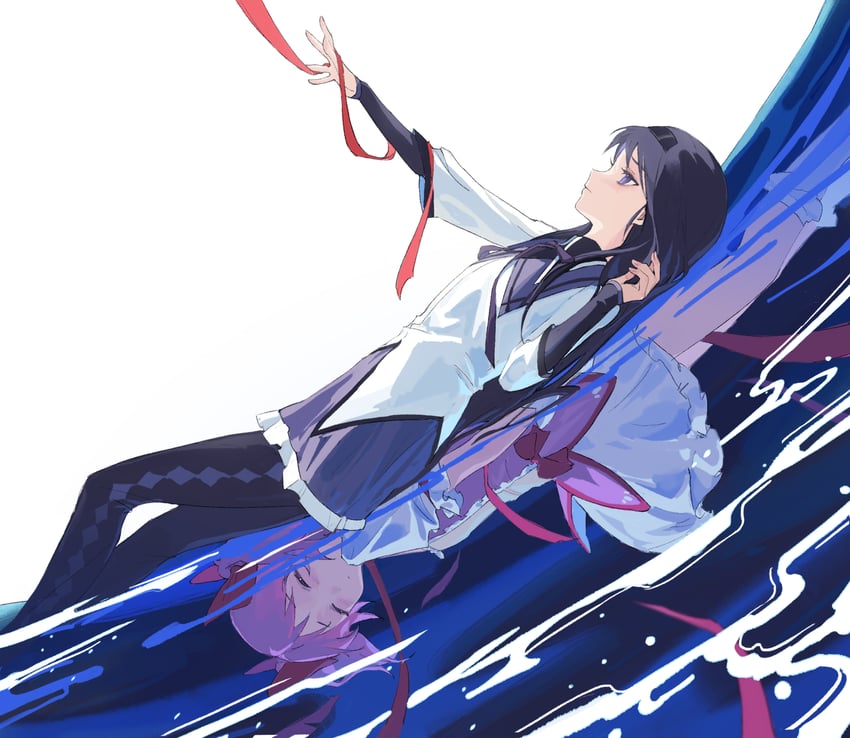 akemi homura and kaname madoka (mahou shoujo madoka magica) drawn by no.0_fish
