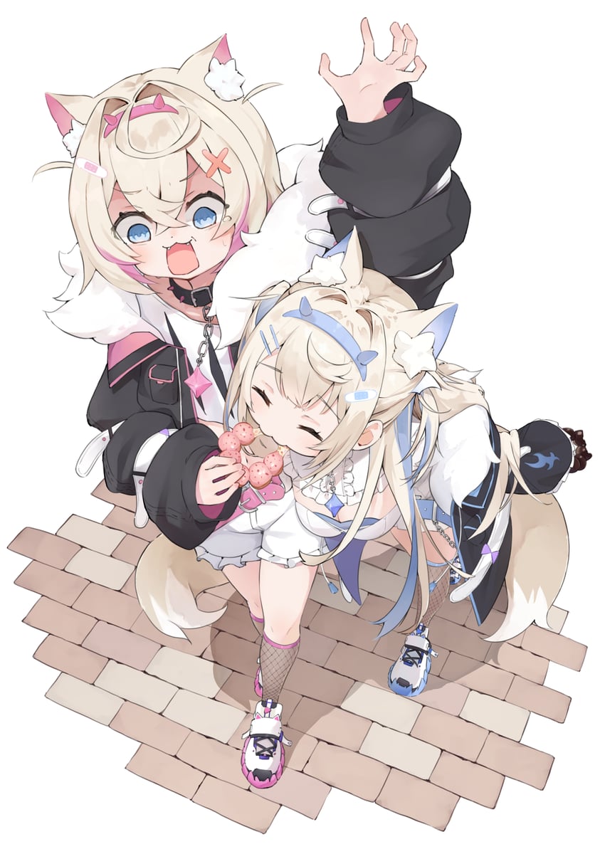 fuwawa abyssgard and mococo abyssgard (hololive and 1 more) drawn by ure_58n