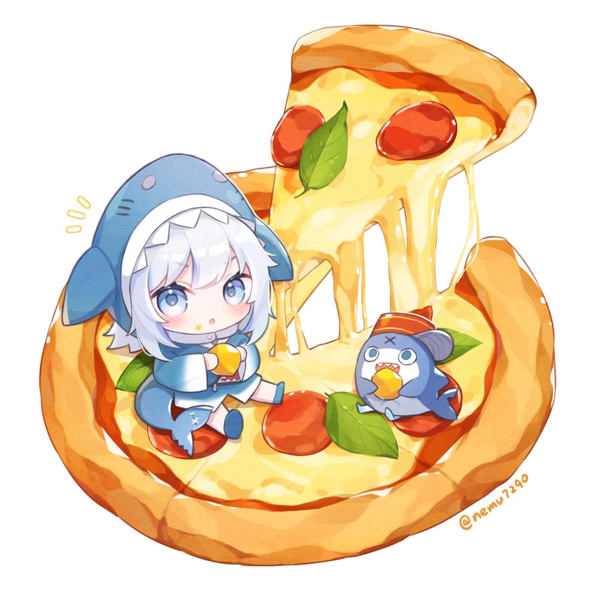 gawr gura and bloop (hololive and 1 more) drawn by nemuri_(nemu729o)
