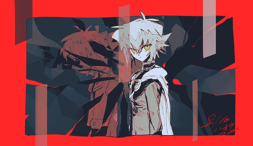 yuki judai and supreme king (yu-gi-oh! and 1 more) drawn by michimu666